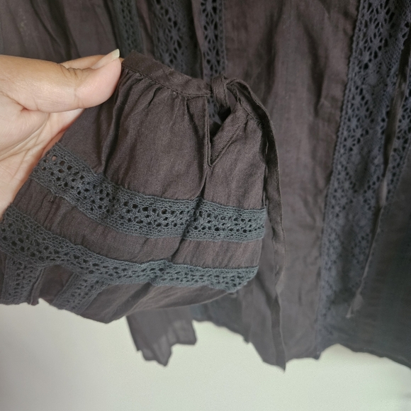 Loveshackfancy Black Lace Peasant Boho Blouse Size 1 - Picture 4 of 12